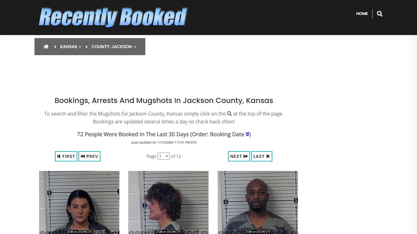 Bookings, Arrests and Mugshots in Jackson County, Kansas - Recently Booked