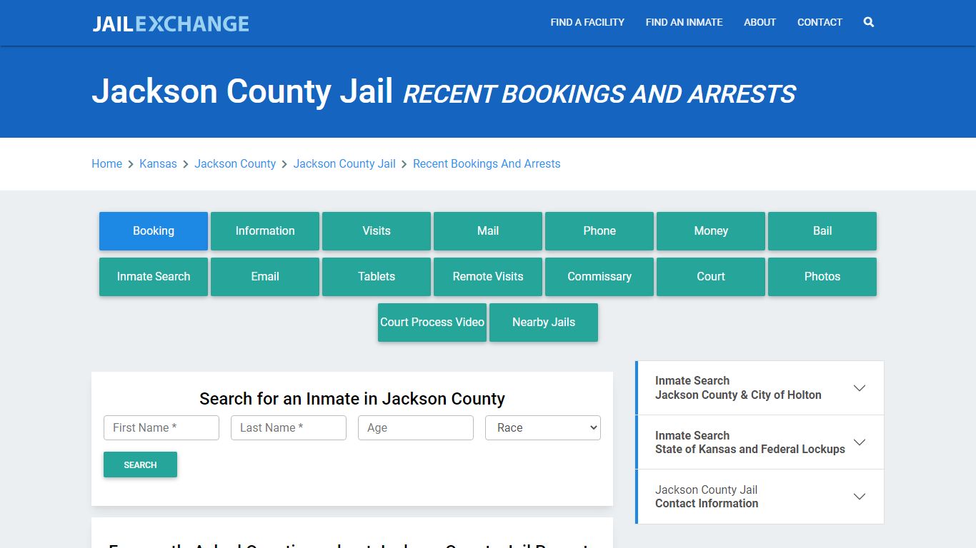 Jackson County Jail KS Recent Arrests and Bookings - Jail Exchange