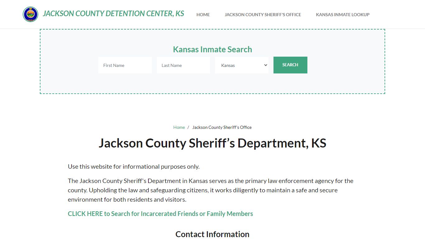 Jackson County Sheriff Department, KS Arrests, Warrant Lookup