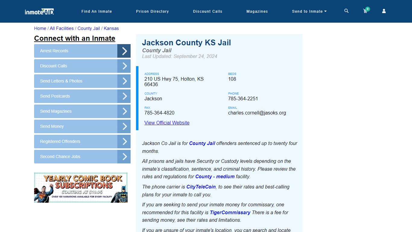 Jackson County KS Jail - Inmate Locator